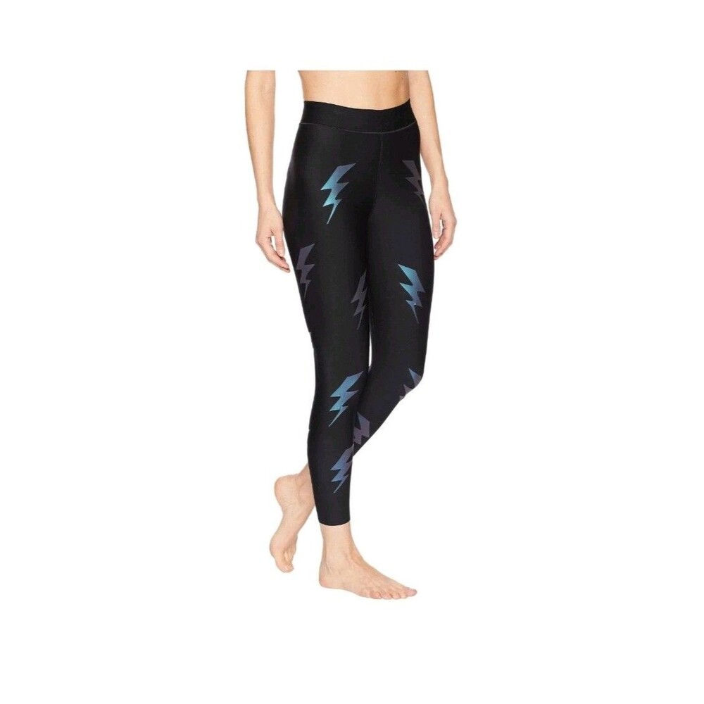 ULTRACOR Leggings Lux Black Bonded Lightning Bolt Compression Slimming Size M